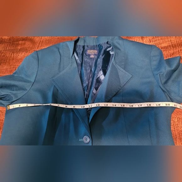 Pendleton Virgin Wool Business Skirt Blazer Set Women's Size 16 Blue - Picture 15 of 16